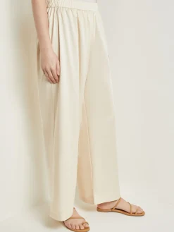 Pants & Shorts|Misook Pull-On Woven Wide-Leg Pants Parchment