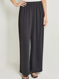 Pants & Shorts|Misook Pull-On Woven Wide-Leg Pants Black