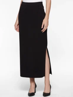 Skirts|Misook 36" Straight Knit Skirt - Long Skirt with Slit | Black