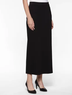 Skirts|Misook 36" Straight Knit Skirt - Long Skirt with Slit | Black