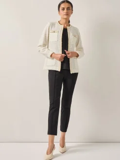 Jackets & Coats|Misook Relaxed Fit Boucle Lurex Crochet Trim Knit Jacket NewIvory