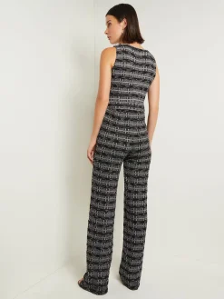 Pants & Shorts|Dresses|Misook Rhinestone Accent Tweed Knit Jumpsuit Black/NewIvory