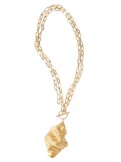 Accessories|Necklaces|Misook Ripple Textured Warm Necklace Gold