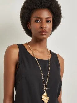 Accessories|Necklaces|Misook Ripple Textured Warm Necklace Gold