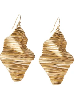Accessories|Earrings|Misook Ripple Textured Warm Earrings Gold