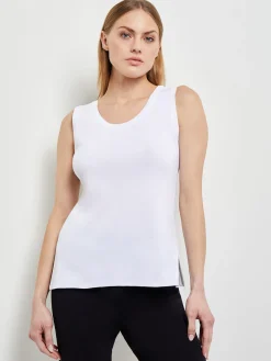 Tops & Tees|Tanks|Misook Scoop Neck Tank Top - Sleeveless Top | White