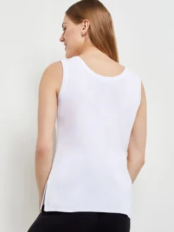 Tops & Tees|Tanks|Misook Scoop Neck Tank Top - Sleeveless Top | White