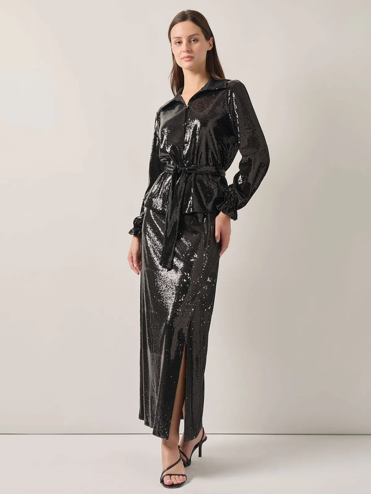 Blouses & Shirts|Tops & Tees|Misook Sequin Novelty Woven Blouse Black