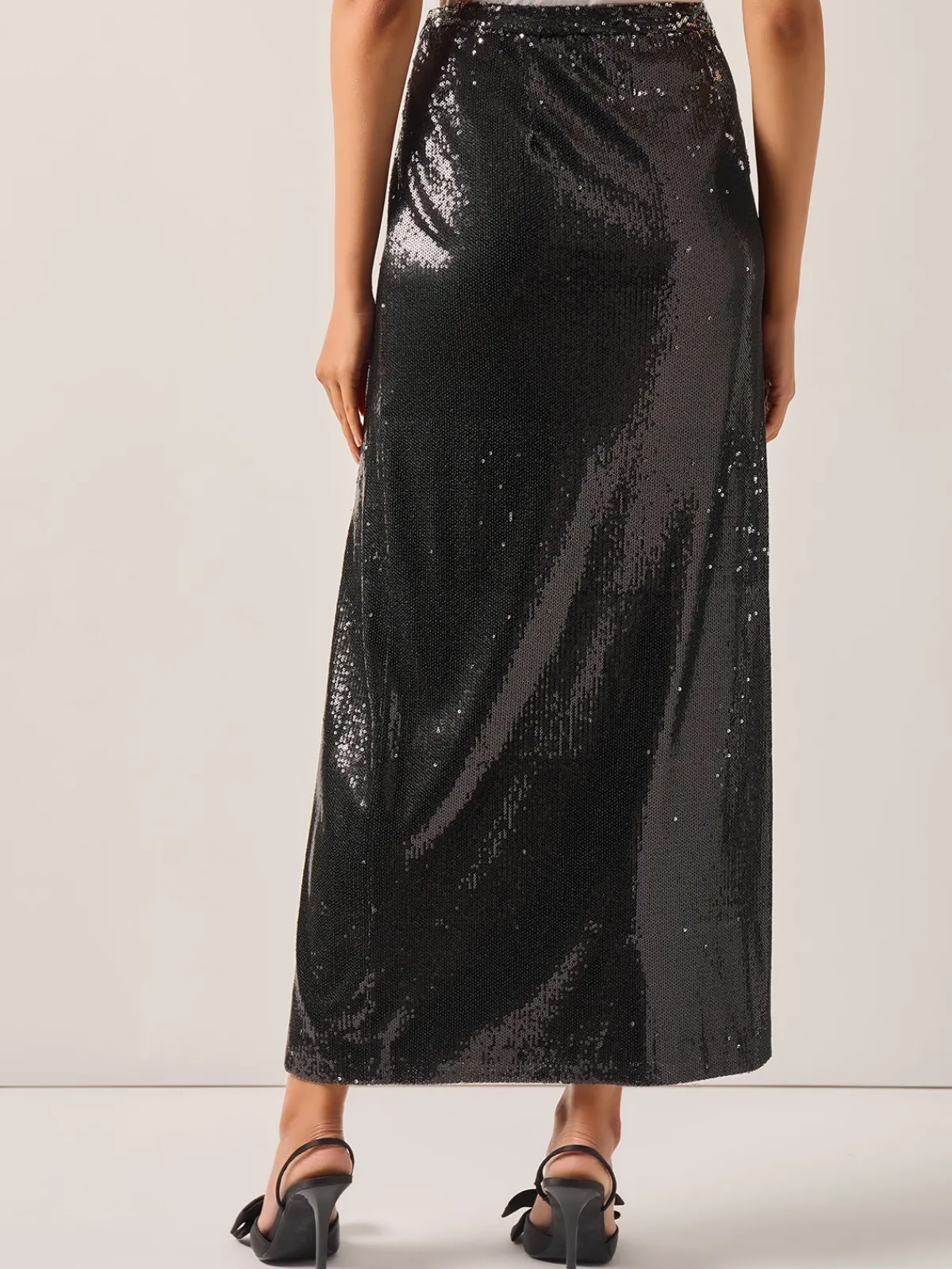 Skirts|Misook Sequin Novelty Woven Straight Maxi Skirt Black