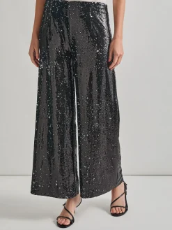 Pants & Shorts|Misook Sequin Novelty Woven Wide Leg Pant Black