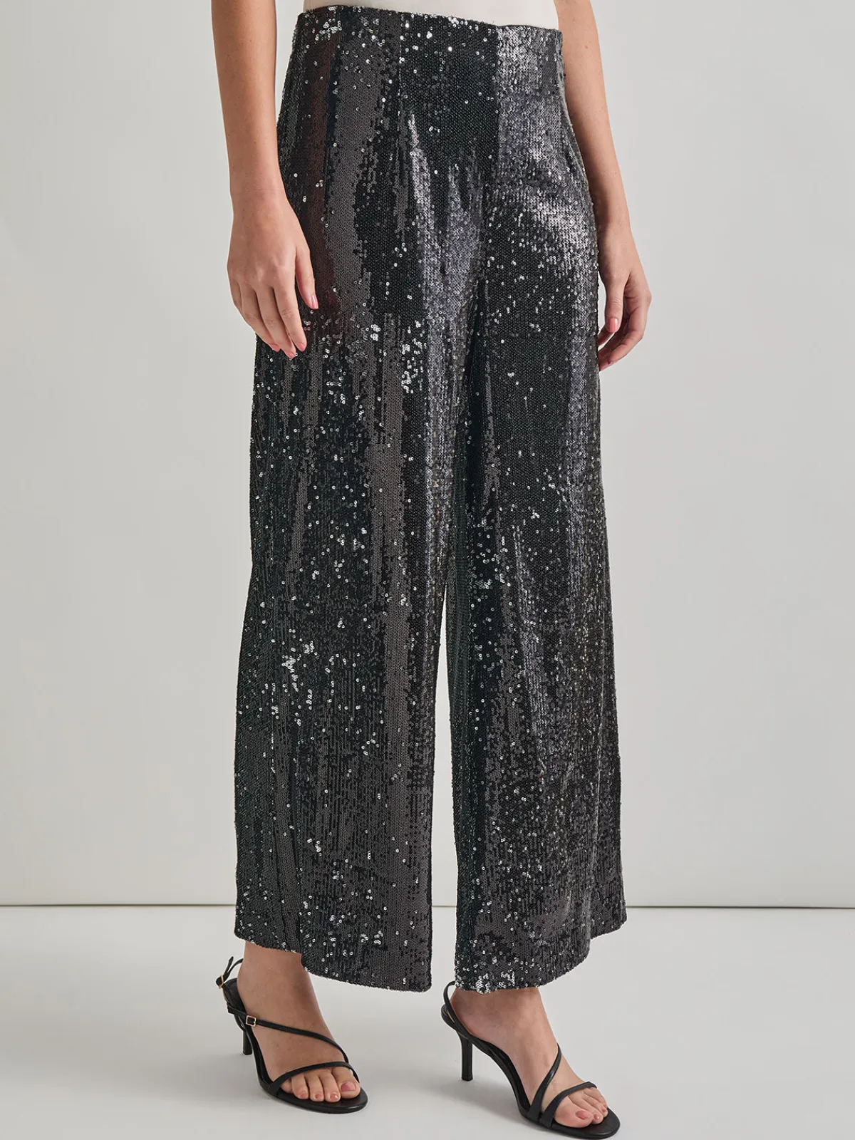Pants & Shorts|Misook Sequin Novelty Woven Wide Leg Pant Black