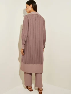 Jackets & Coats|Misook Sheer Duster - Long Brown Coat | Macchiato