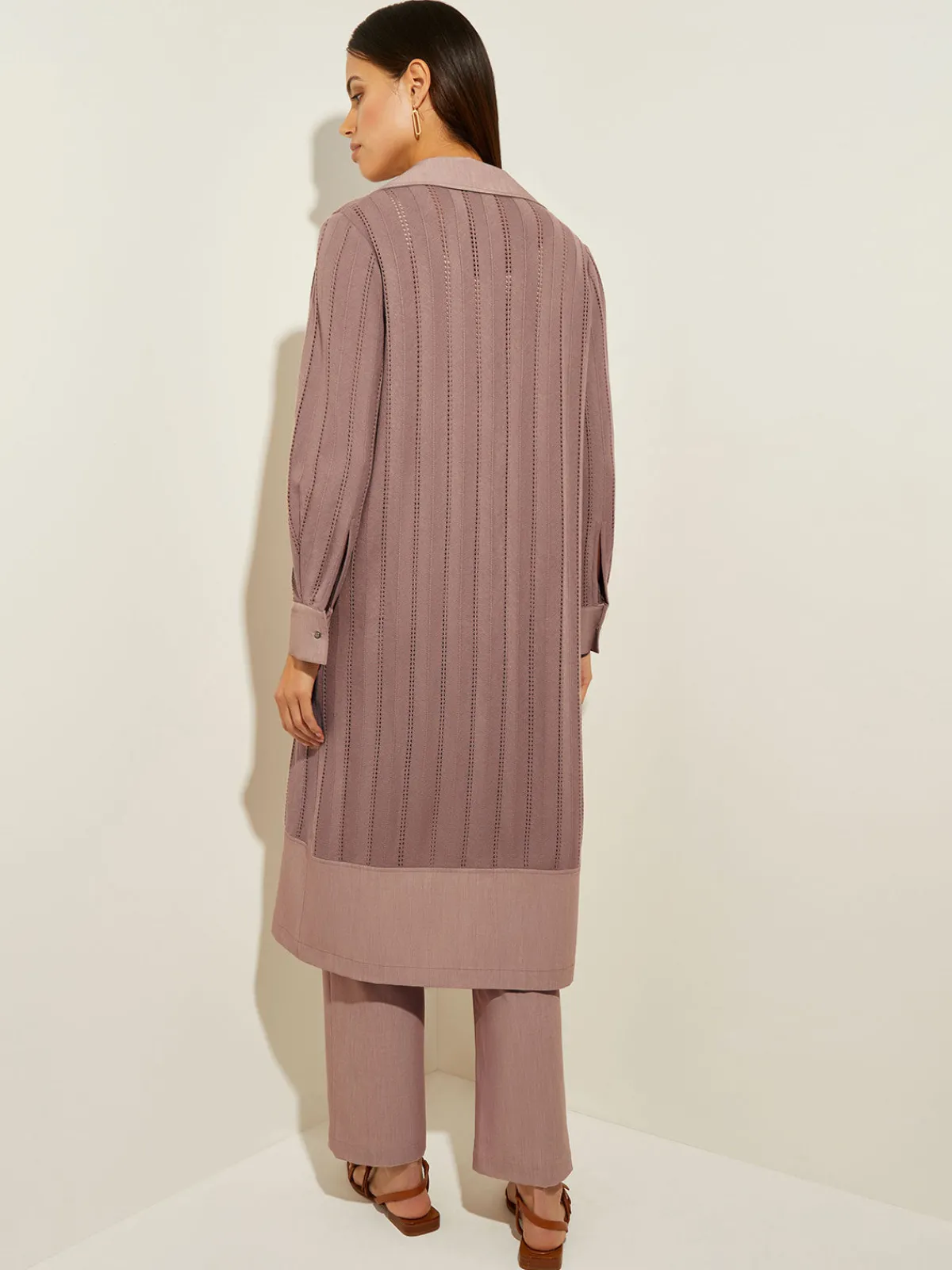 Jackets & Coats|Misook Sheer Duster - Long Brown Coat | Macchiato