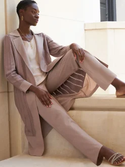 Jackets & Coats|Misook Sheer Duster - Long Brown Coat | Macchiato