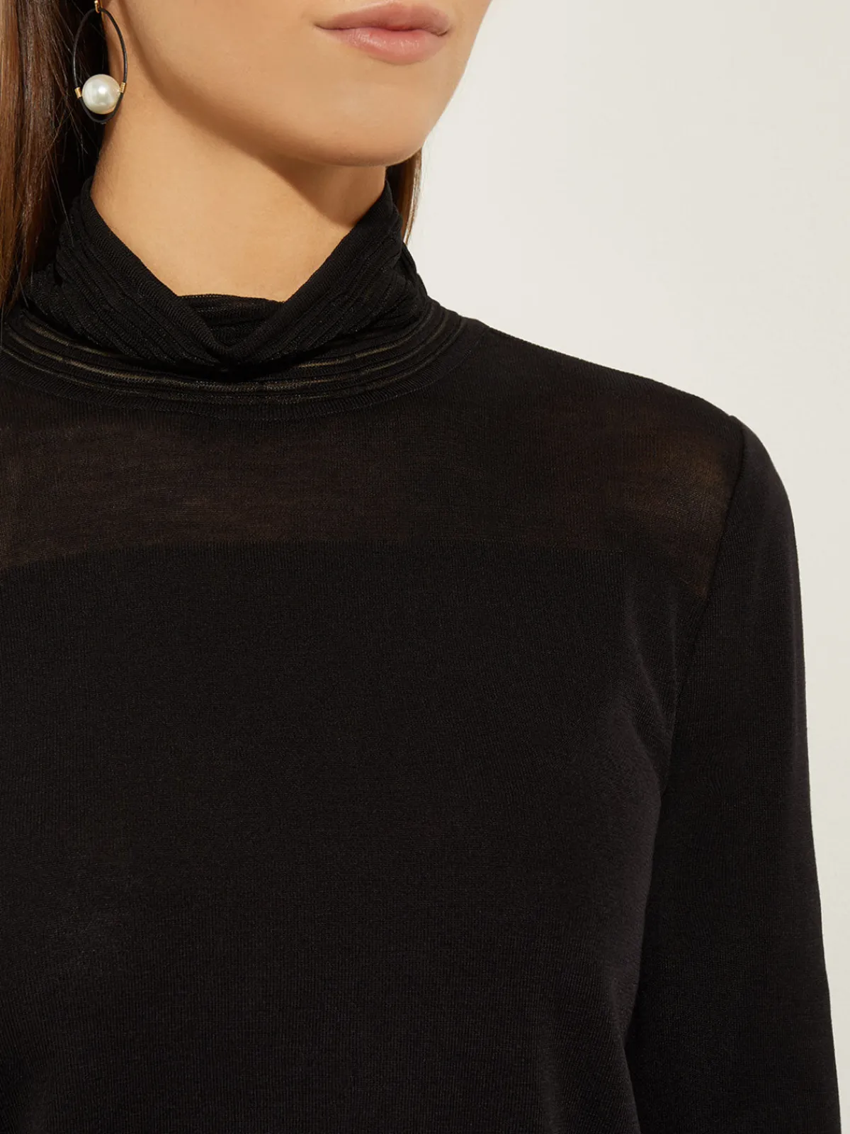 Tops & Tees|Misook Sheer Inset Turtleneck Black