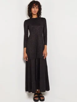 Dresses|Misook Shimmer Knit Maxi Dress Black