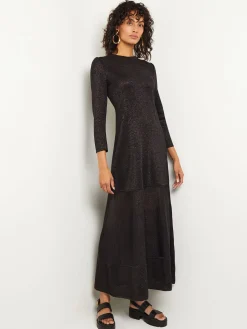 Dresses|Misook Shimmer Knit Maxi Dress Black