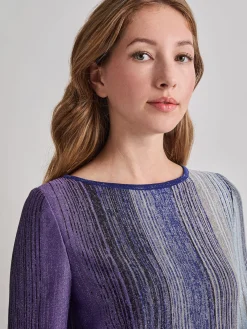 Tops & Tees|Misook Shimmer Lurex Knit Tunic StarryNightBlue/Black/BlueHeather/Mink/PlumRoyale
