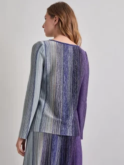 Tops & Tees|Misook Shimmer Lurex Knit Tunic StarryNightBlue/Black/BlueHeather/Mink/PlumRoyale