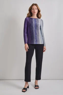 Tops & Tees|Misook Shimmer Lurex Knit Tunic StarryNightBlue/Black/BlueHeather/Mink/PlumRoyale