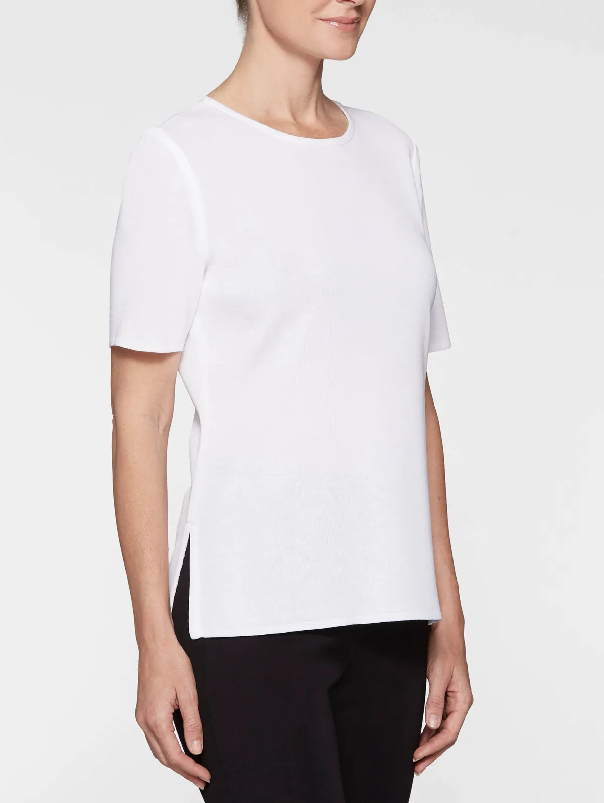 Tops & Tees|Misook Short Sleeve Knit Tunic White