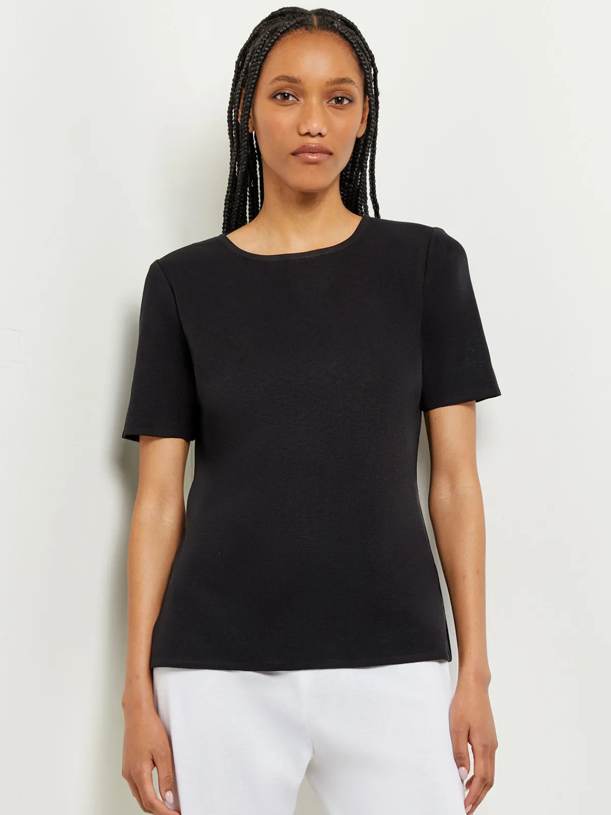 Tops & Tees|Misook Short Sleeve Knit Tunic Black