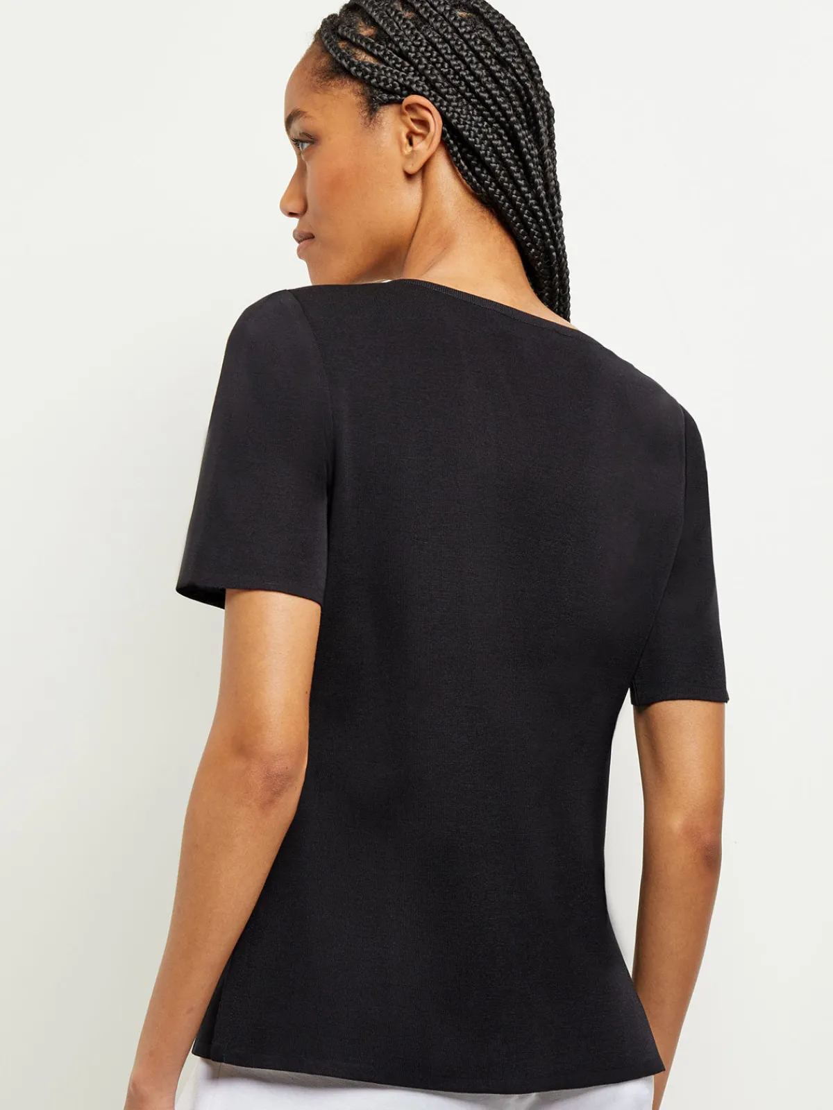 Tops & Tees|Misook Short Sleeve Knit Tunic Black
