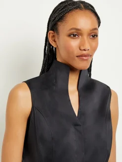 Blouses & Shirts|Tops & Tees|Misook Sleeveless Stretch Cotton Blouse Black