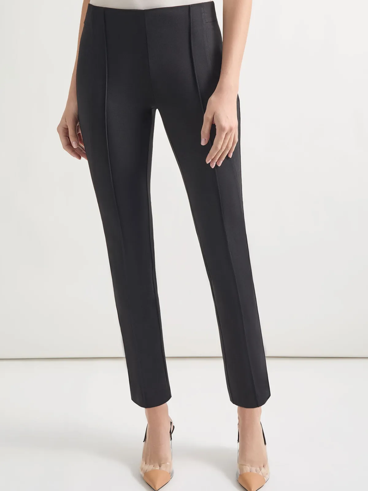 Pants & Shorts|Misook Slim-Fit Ankle-length Ponte Pant Black