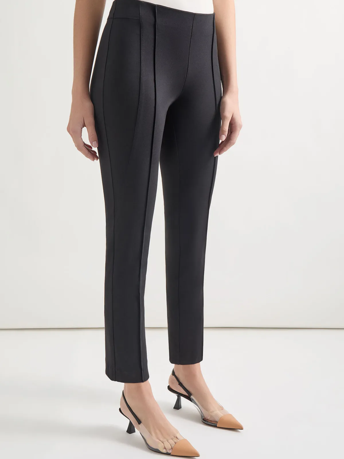 Pants & Shorts|Misook Slim-Fit Ankle-length Ponte Pant Black