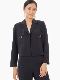 Jackets & Coats|Misook Soft Crepe Cropped Blazer Black