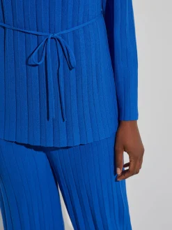 Tops & Tees|Misook Soft Ribbed Knit Tie-Waist Tunic LyonsBlue