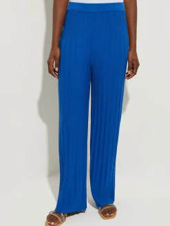 Pants & Shorts|Misook Soft Ribbed Knit Wide Leg Pant LyonsBlue