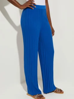 Pants & Shorts|Misook Soft Ribbed Knit Wide Leg Pant LyonsBlue
