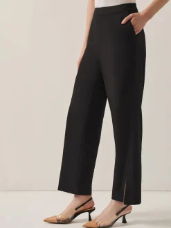 Pants & Shorts|Misook Split Hem Straight Leg Woven Pants Black