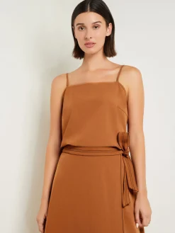 Tops & Tees|Tanks|Misook Square Neck Cami - Woven Twill Copper