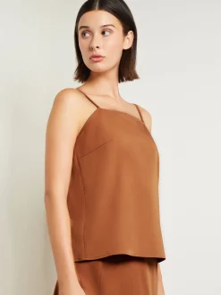Tops & Tees|Tanks|Misook Square Neck Cami - Woven Twill Copper