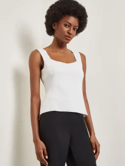 Tops & Tees|Tanks|Misook Square Neck Knit Tank White
