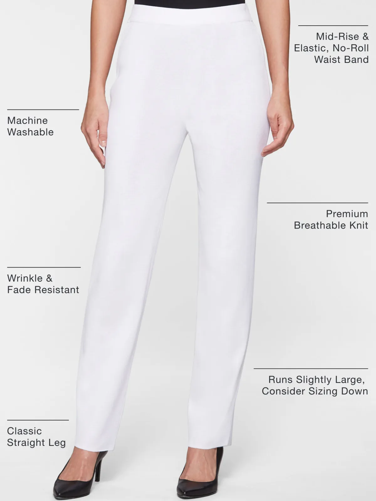 Pants & Shorts|Misook Straight Leg Knit Pant White
