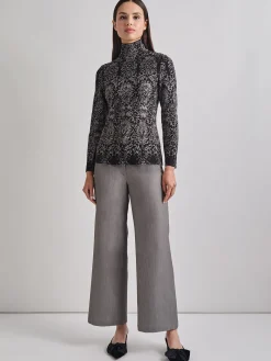 Pants & Shorts|Misook Stretch Woven Wide Leg Pant Black/White