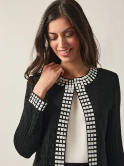 Jackets & Coats|Misook Studded Open Neck Jacket Black/White
