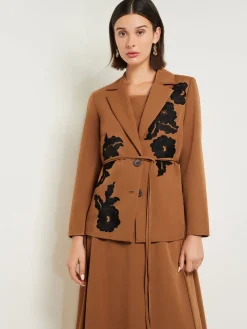 Jackets & Coats|Misook Tailored Fit Jacket - Embroidered Woven Twill Copper/Black