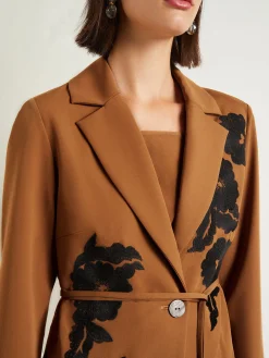 Jackets & Coats|Misook Tailored Fit Jacket - Embroidered Woven Twill Copper/Black