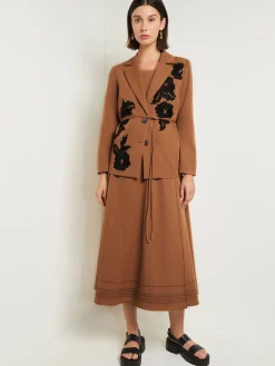 Jackets & Coats|Misook Tailored Fit Jacket - Embroidered Woven Twill Copper/Black