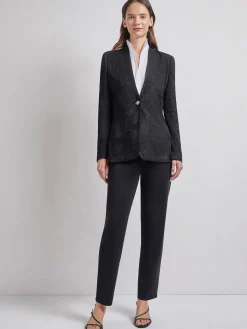 Jackets & Coats|Misook Tailored Fit One-Button Jacquard Knit Jacket Black