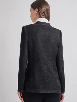 Jackets & Coats|Misook Tailored Fit One-Button Jacquard Knit Jacket Black
