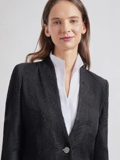 Jackets & Coats|Misook Tailored Fit One-Button Jacquard Knit Jacket Black
