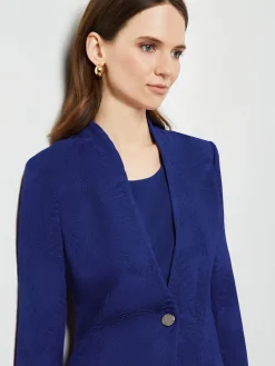 Jackets & Coats|Misook Tailored Fit One-Button Jacquard Knit Jacket StarryNightBlue