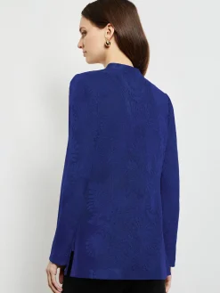 Jackets & Coats|Misook Tailored Fit One-Button Jacquard Knit Jacket StarryNightBlue