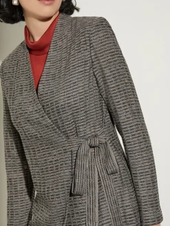 Jackets & Coats|Misook Tailored Fit Tweed Side Tie Knit Blazer Mink/Black/NewIvory